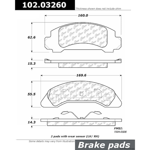 Centric Parts METALLIC BRAKE PAD W/SHIMS 102.0326 - main